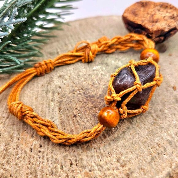 Nature Auralite 23 Polished Stone With Mesh Cage Adjustable Bracelet - Picture 6 of 10